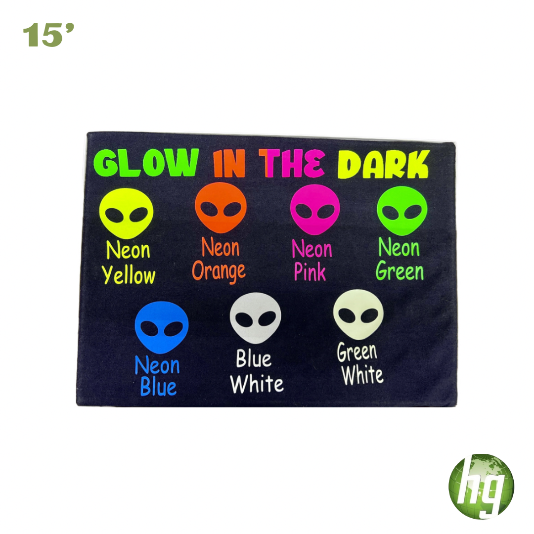 GLOW IN THE DARK HEAT TRANSFER VINYL FOR T-SHIRT 15' INCHES WIDE