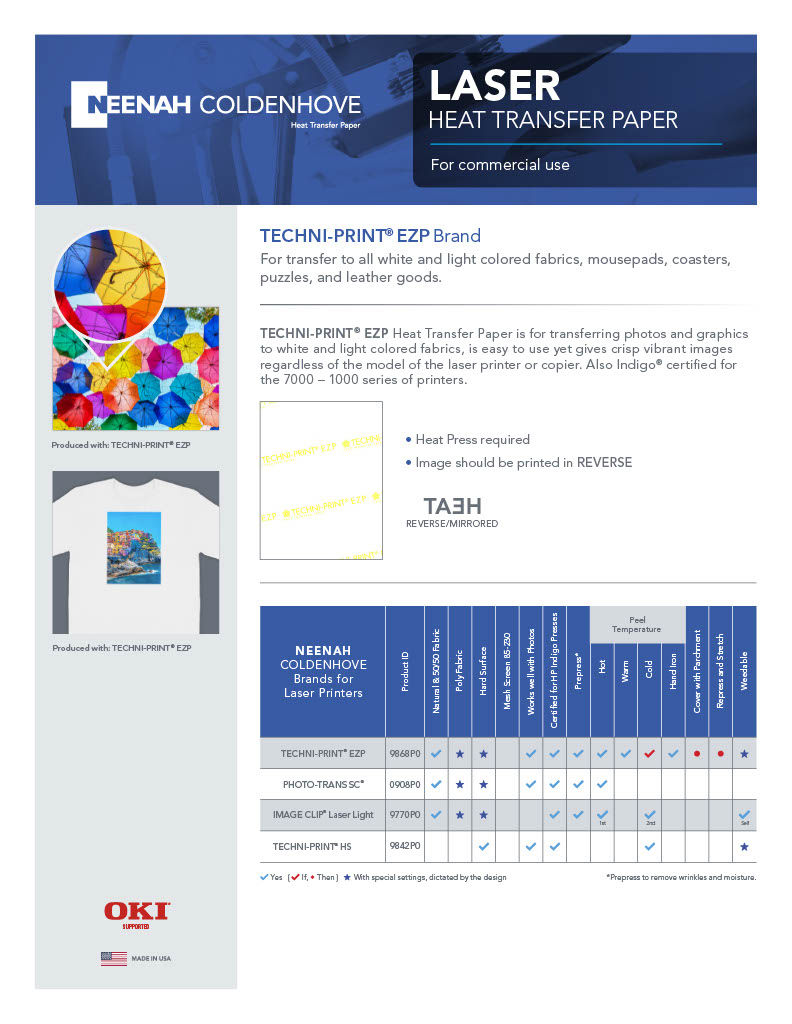 Thumbnail: TECHNI-PRINT EZP Heat Transfer Paper Laser Printer Light Fabrics