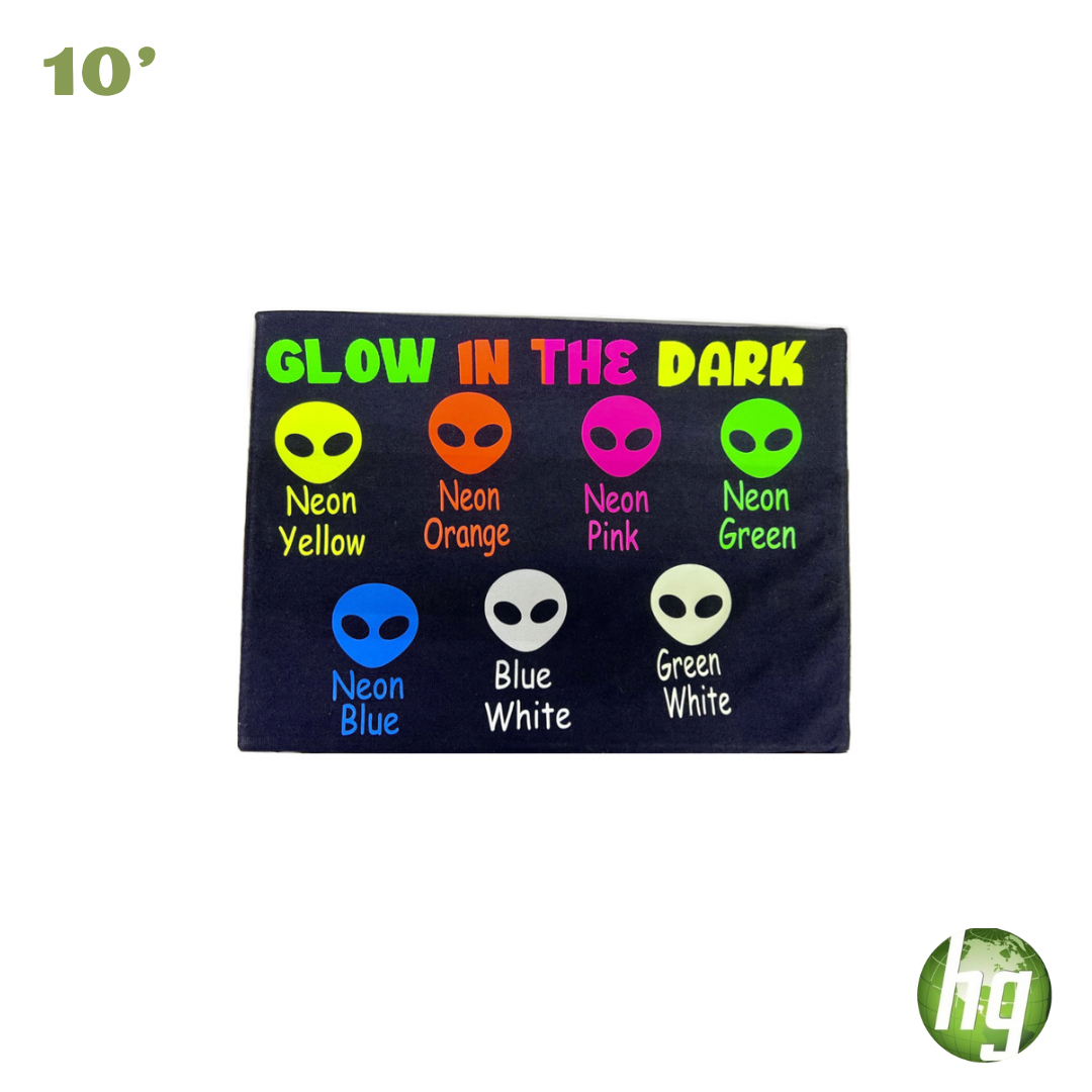 GLOW IN THE DARK HEAT TRANSFER VINYL FOR T-SHIRTS 10" INCHES WIDE