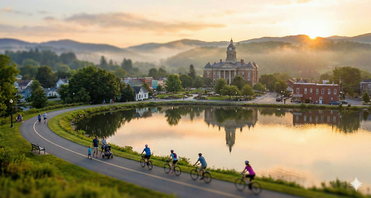 Town scene lake image