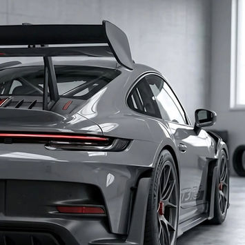Šedý Mercedes AMG po detailingu v garáži