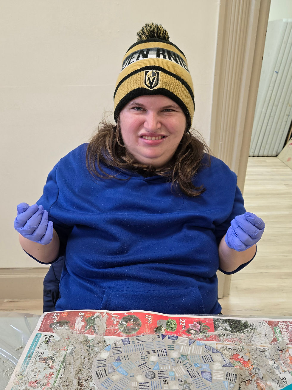 Mosaic workshopping with L'Arche's Creative Connections program at the Saint John Arts Centre