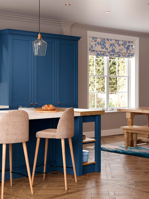 Winslow kitchen in Parisian Blue by Potters Interiors in Gravesend.