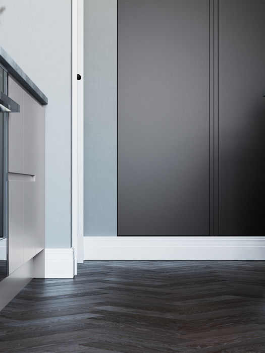 Strada Matte kitchen in Dust Grey and Light Grey and Graphite by Potters Interiors in Gravesend.