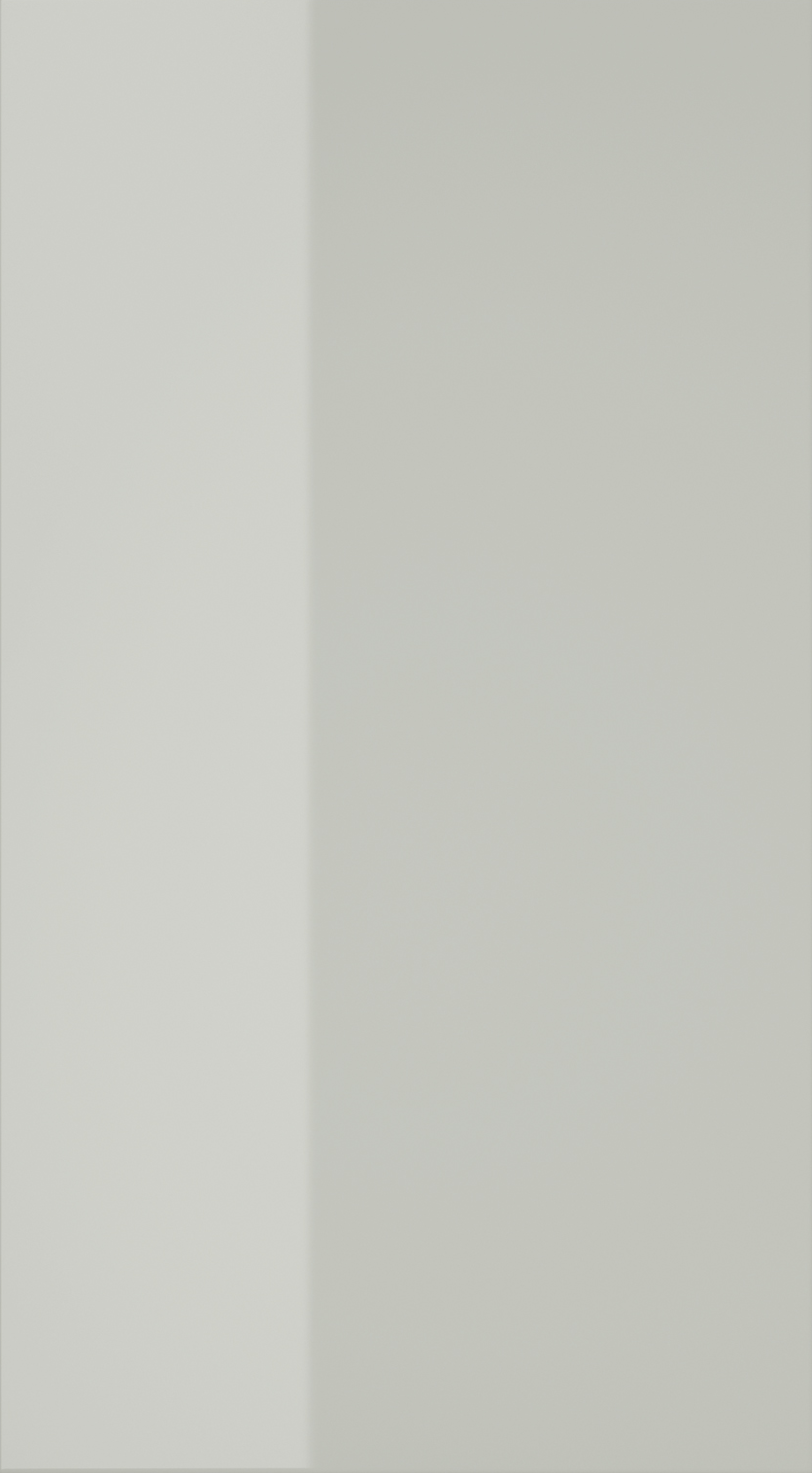 Zola Gloss kitchen door in Light Grey, available from Potters Interiors in Gravesend.