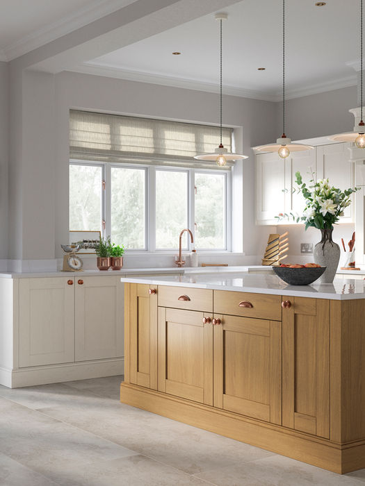 Madison kitchen in Light Oak and Ivory by Potters Interiors in Gravesend.