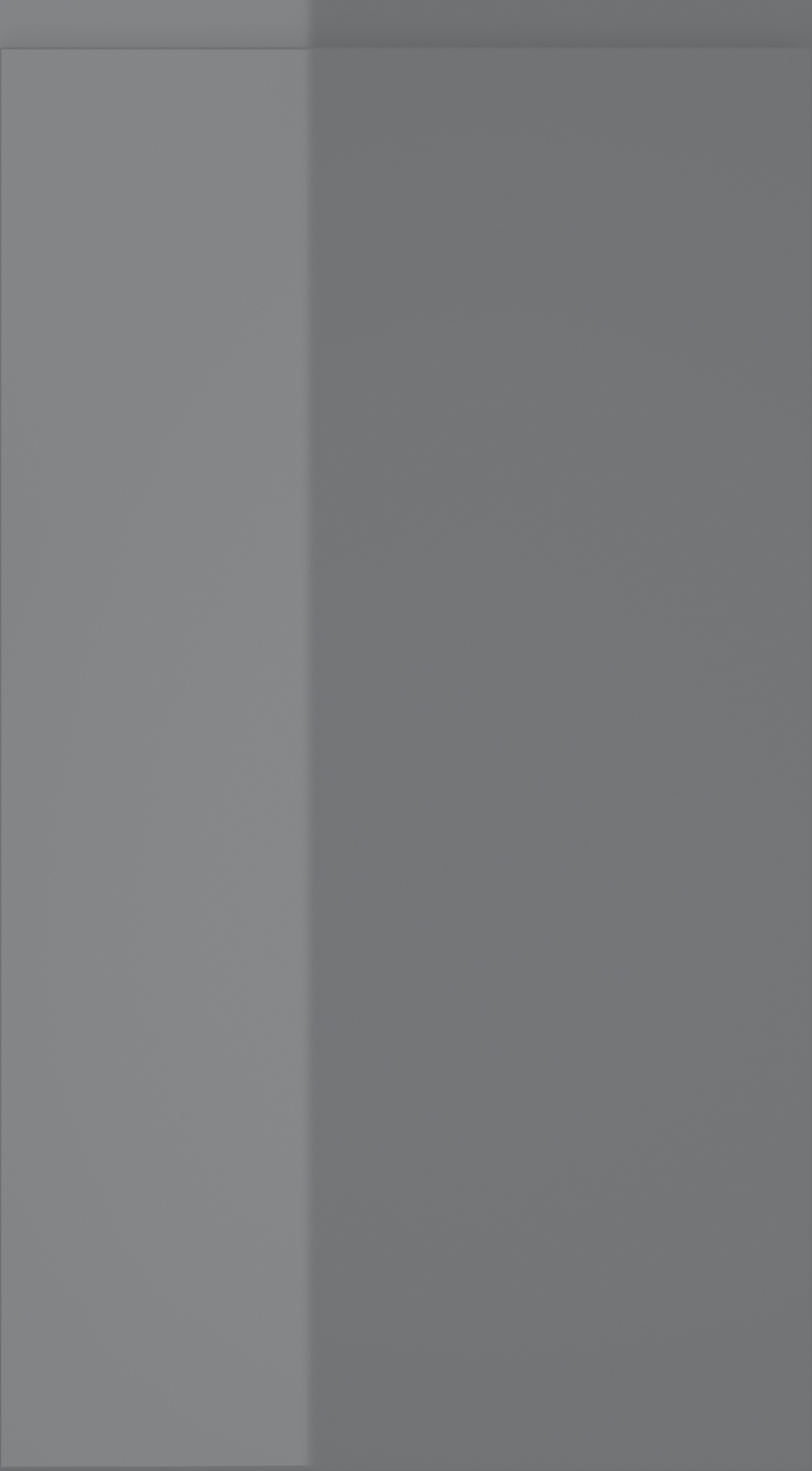 Strada Gloss kitchen door in Dust Grey, available from Potters Interiors in Gravesend.