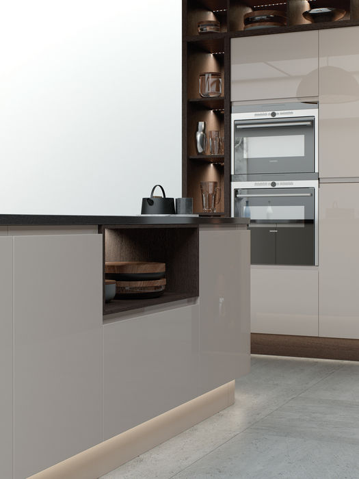 Strada Gloss kitchen in Cashmere by Potters Interiors in Gravesend.