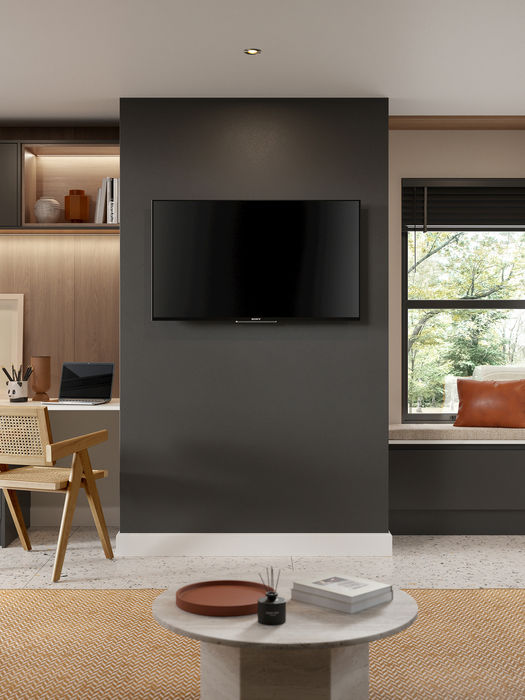 Tavola kitchen in Parched Oak and Graphite by Potters Interiors in Gravesend.