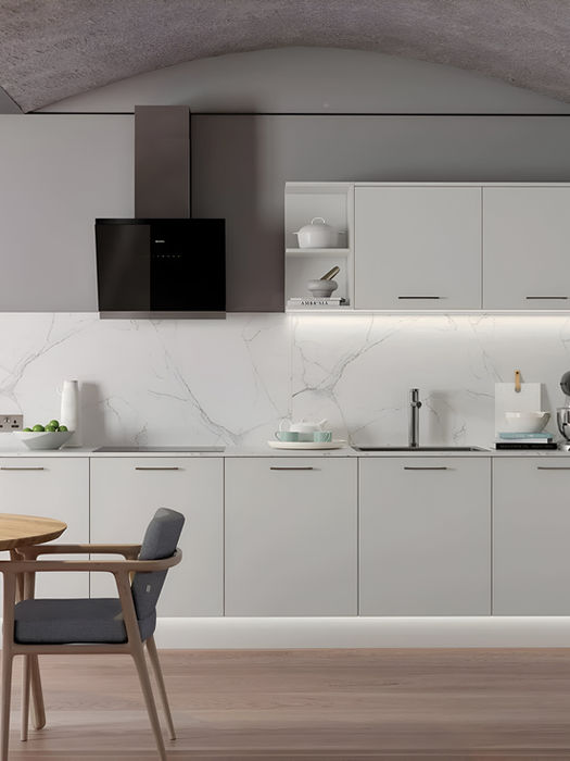 Zola Soft-Matte kitchen in Light Grey by Potters Interiors in Gravesend.