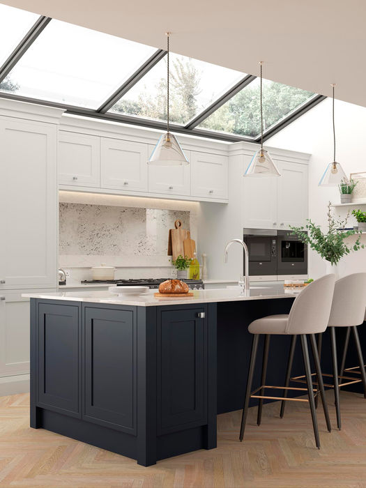 Ellesmere kitchen in Slate Blue and Light Grey by Potters Interiors in Gravesend.