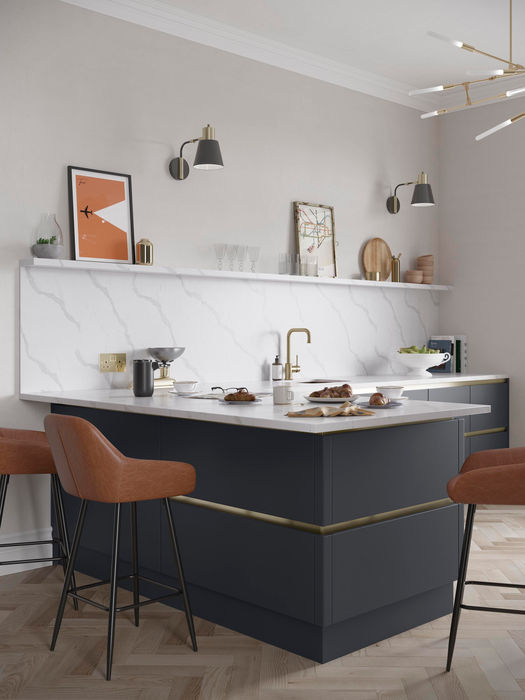 Zola Matte kitchen in Indigo by Potters Interiors in Gravesend.