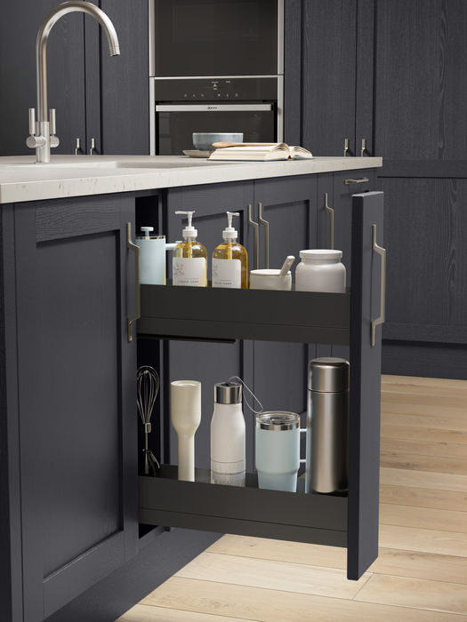 Newcombe kitchen in Indigo and Light Grey and Lava by Potters Interiors in Gravesend.