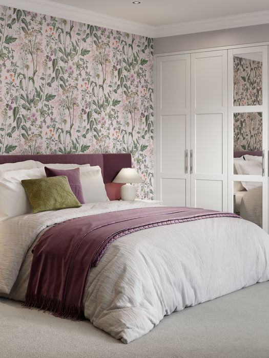 Dawson fitted bedroom furniture in Light Grey, showing the cabinetry, storage and finishing details