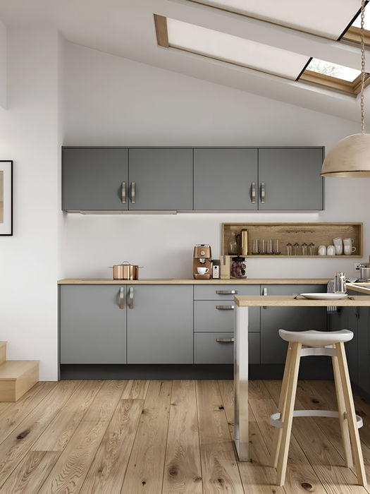 Zola Soft-Matte kitchen in Dust Grey by Potters Interiors in Gravesend.