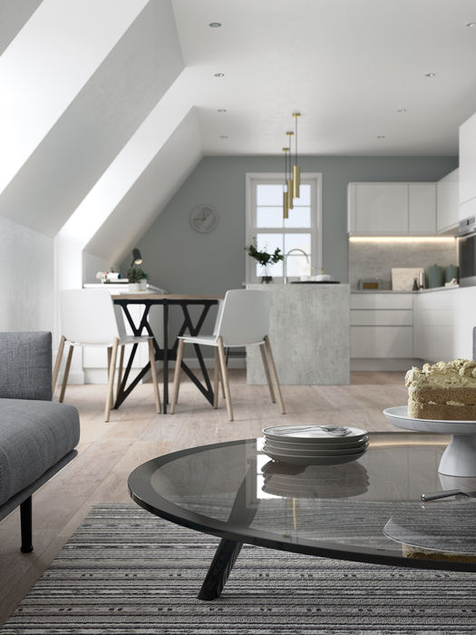 Strada Gloss kitchen in White and Dust Grey by Potters Interiors in Gravesend.