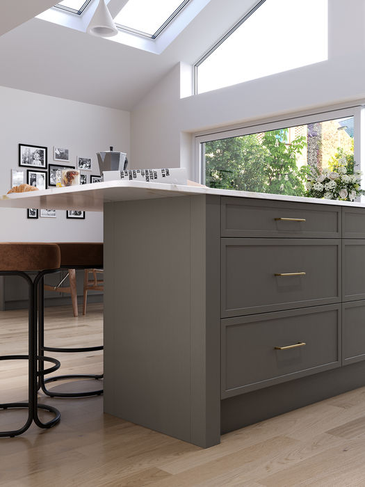 Aylesford kitchen in Lava and Cashmere by Potters Interiors in Gravesend.
