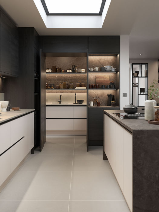 Tavola kitchen in Hacienda Black and Light Grey by Potters Interiors in Gravesend.