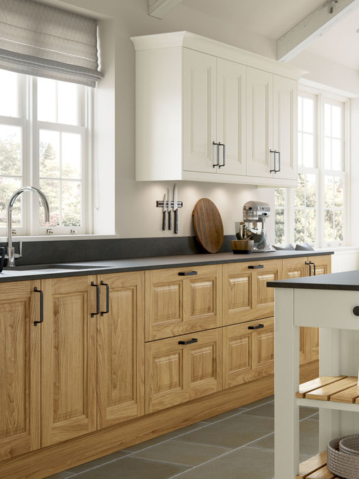 Jefferson kitchen in Light Oak and Ivory by Potters Interiors in Gravesend.
