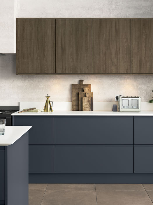 Rezana kitchen in Slate Blue by Potters Interiors in Gravesend.