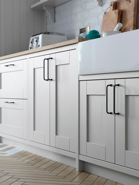 Madison kitchen in Light Grey and Dust Grey by Potters Interiors in Gravesend.