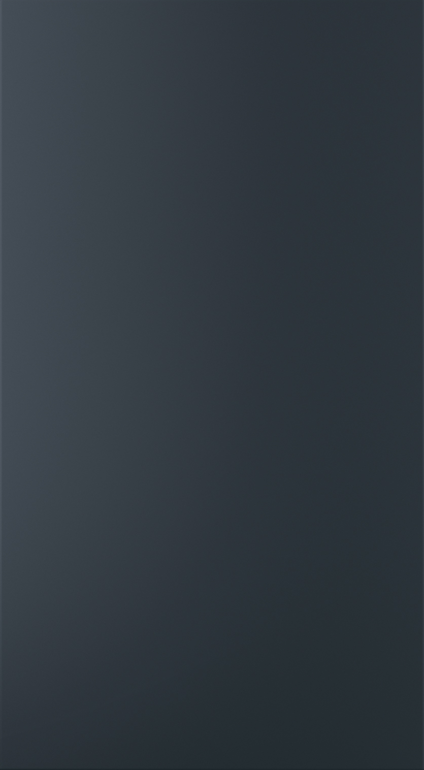 Zola Soft-Matte kitchen door in Indigo, available from Potters Interiors in Gravesend.