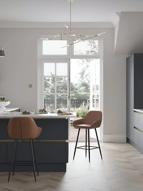 Zola Soft Matte Indigo Kitchen with Sleek Cabinetry