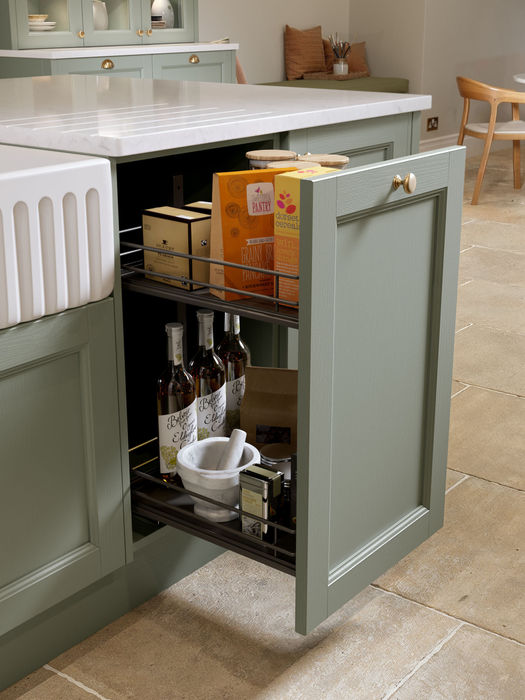 Pembridge kitchen in Reed Green and Lava by Potters Interiors in Gravesend.