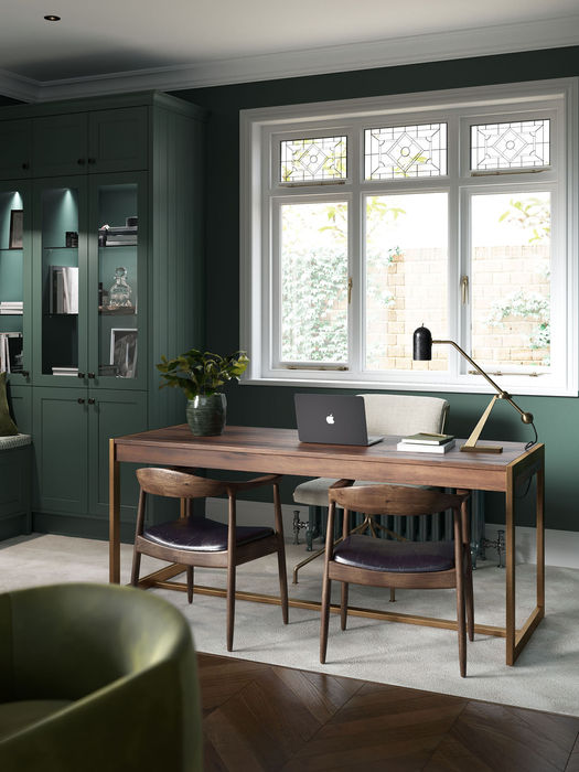 Clifden kitchen in Heritage Green and Porcelain by Potters Interiors in Gravesend.
