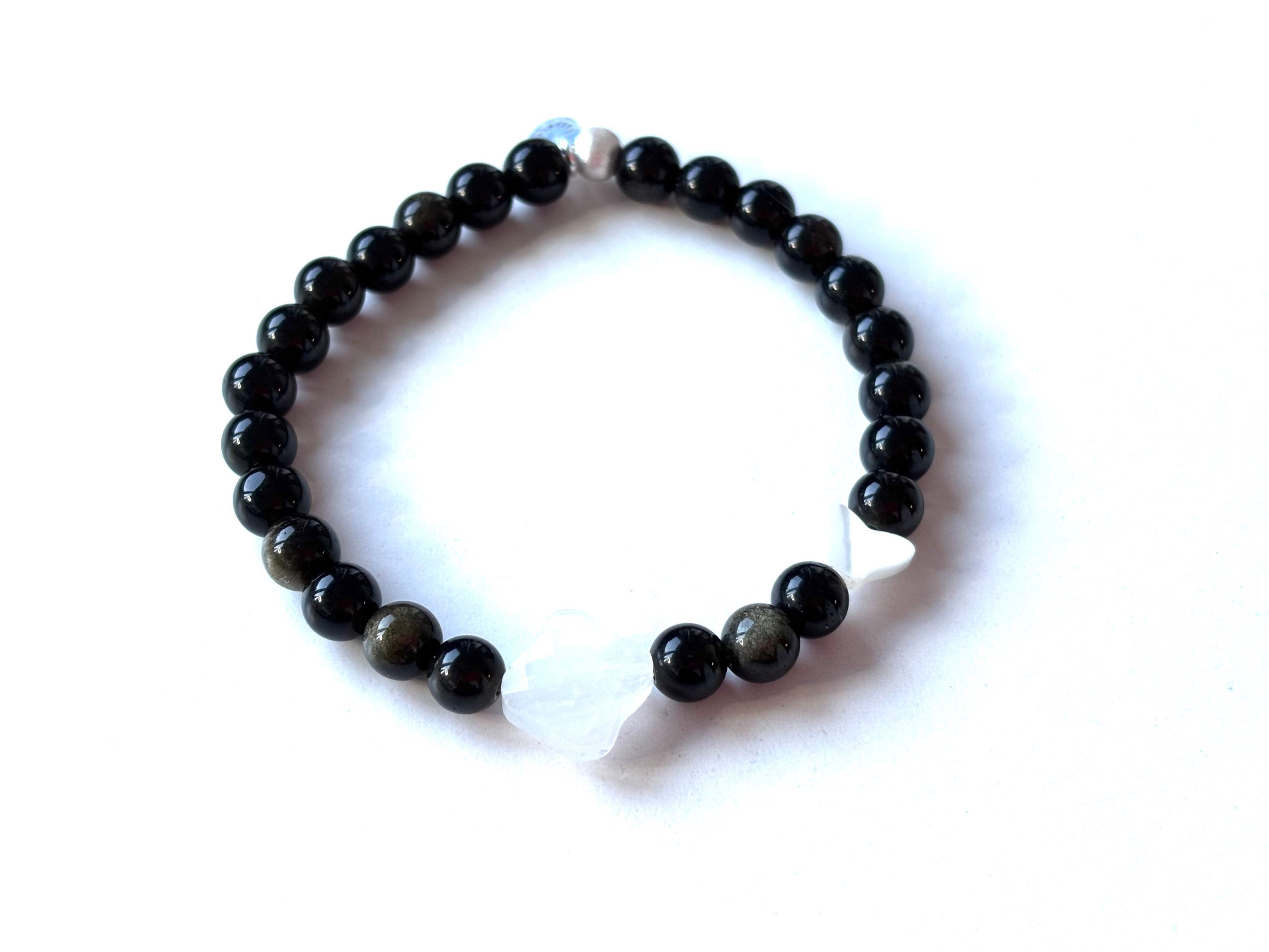 Bracelet en Obsidienne dorée - Trèfle en Crystal