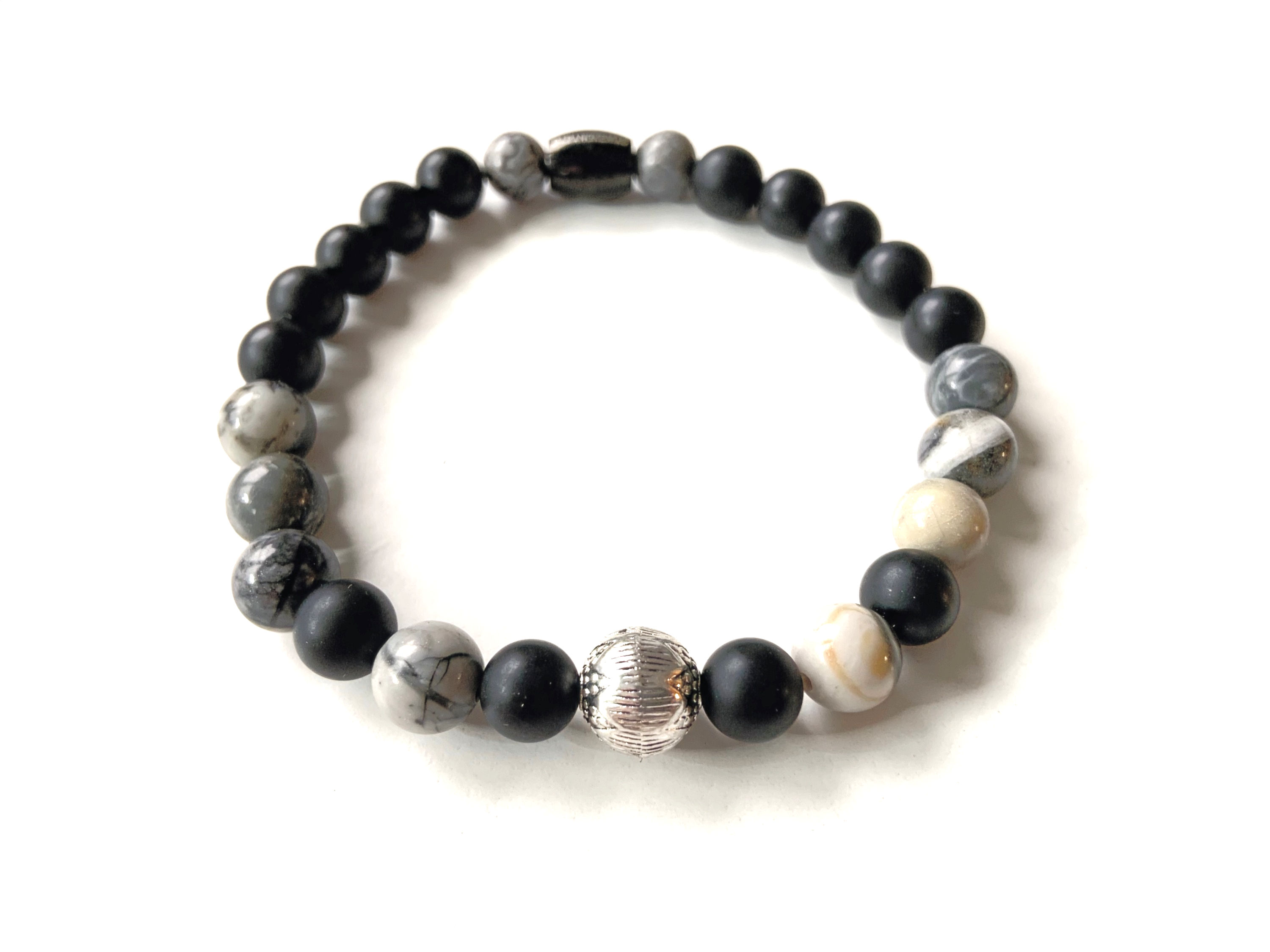 Bracelet en Agate noire et Jaspe Picasso, Collection BIG