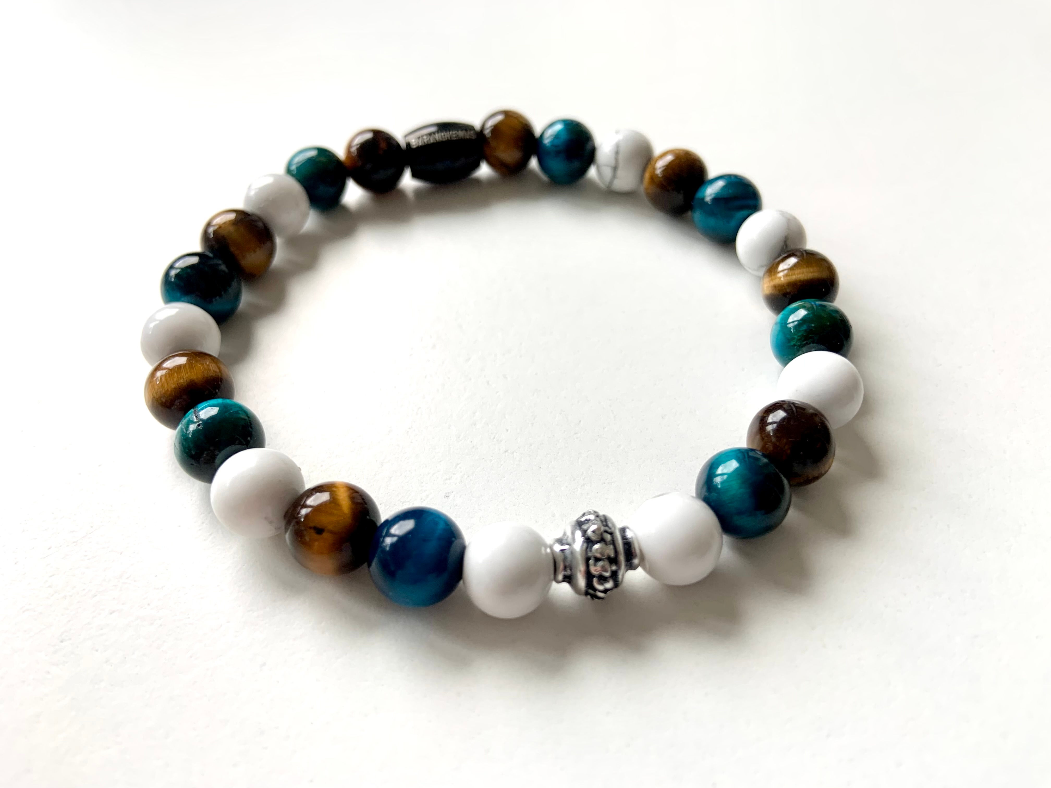 Bracelet en Howlite, Oeil de Tigre, Collection BIG