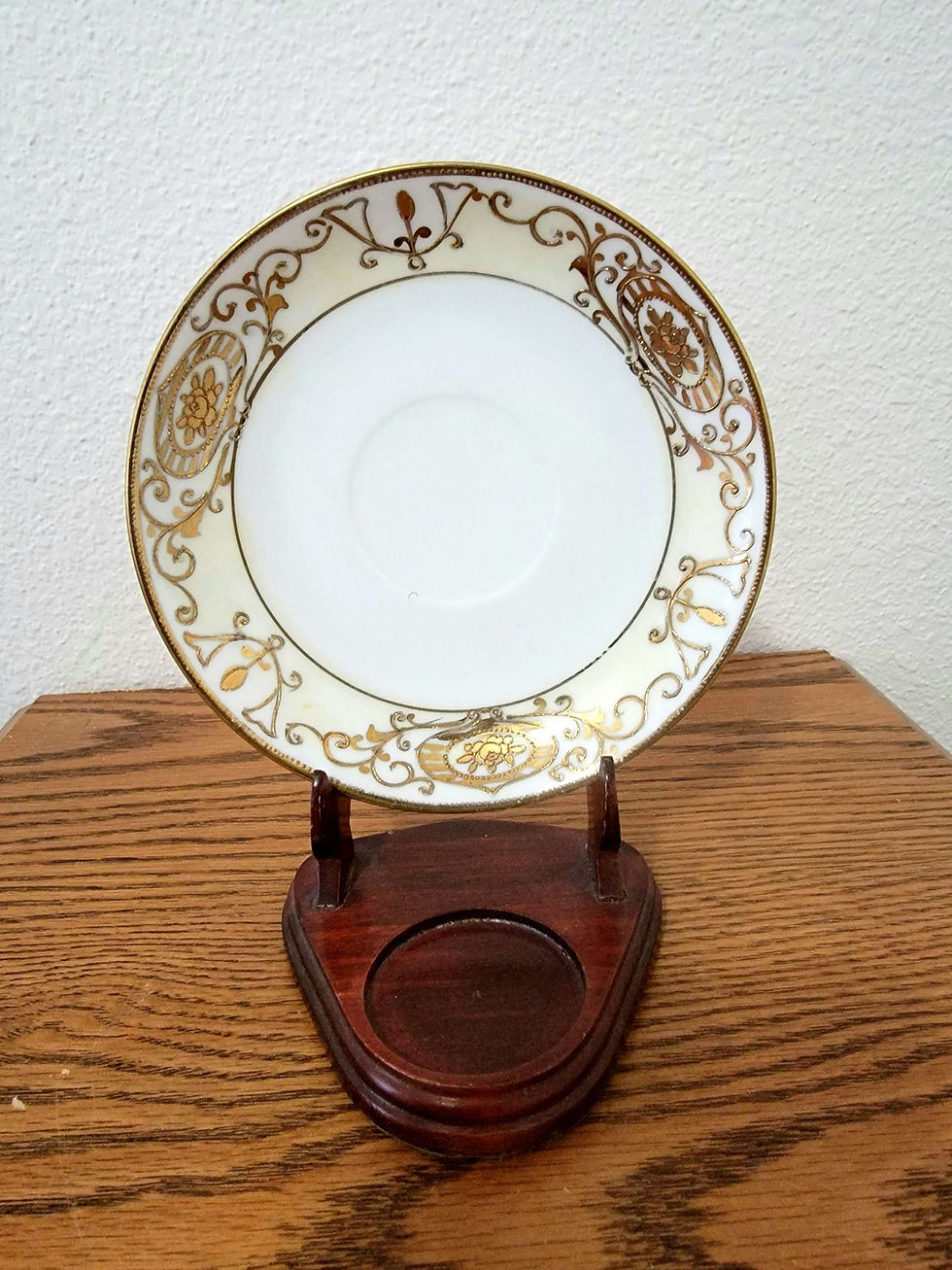 Thumbnail: Nippon teacup and saucer, gold, white