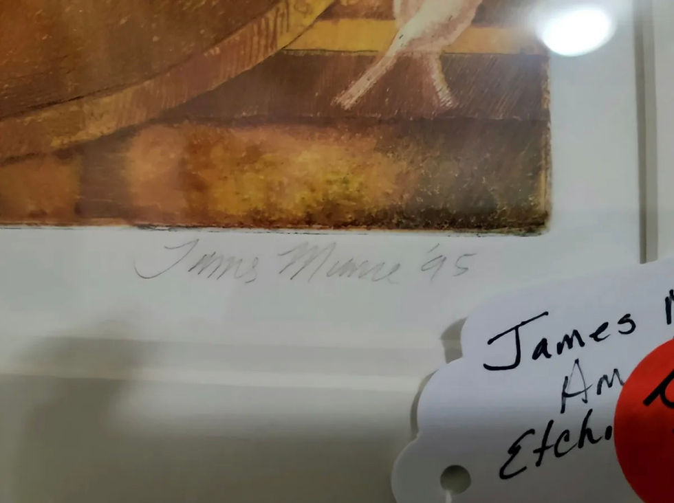 Thumbnail: close up of name James muncie on art print