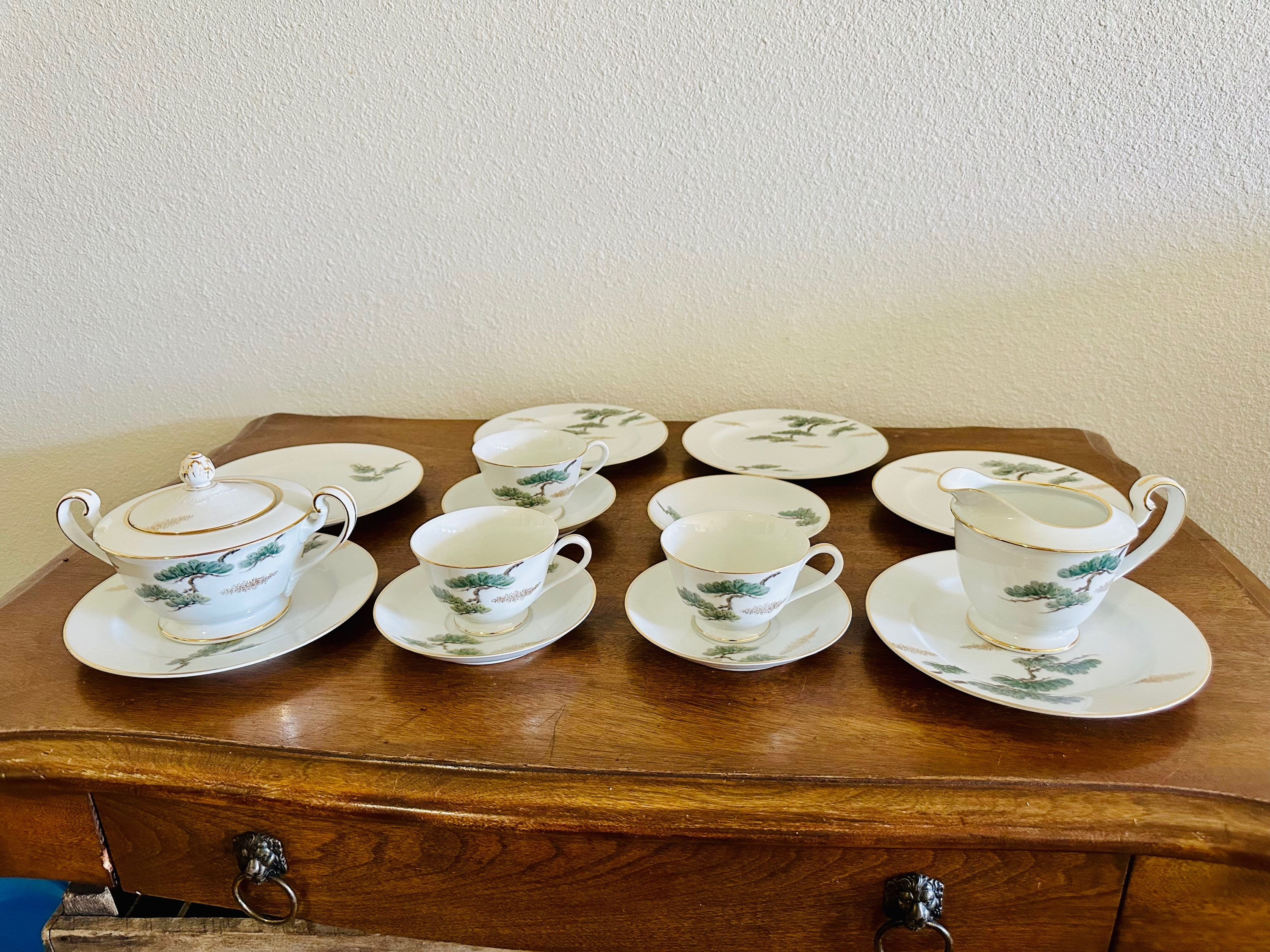 Front view of Nippon tea set