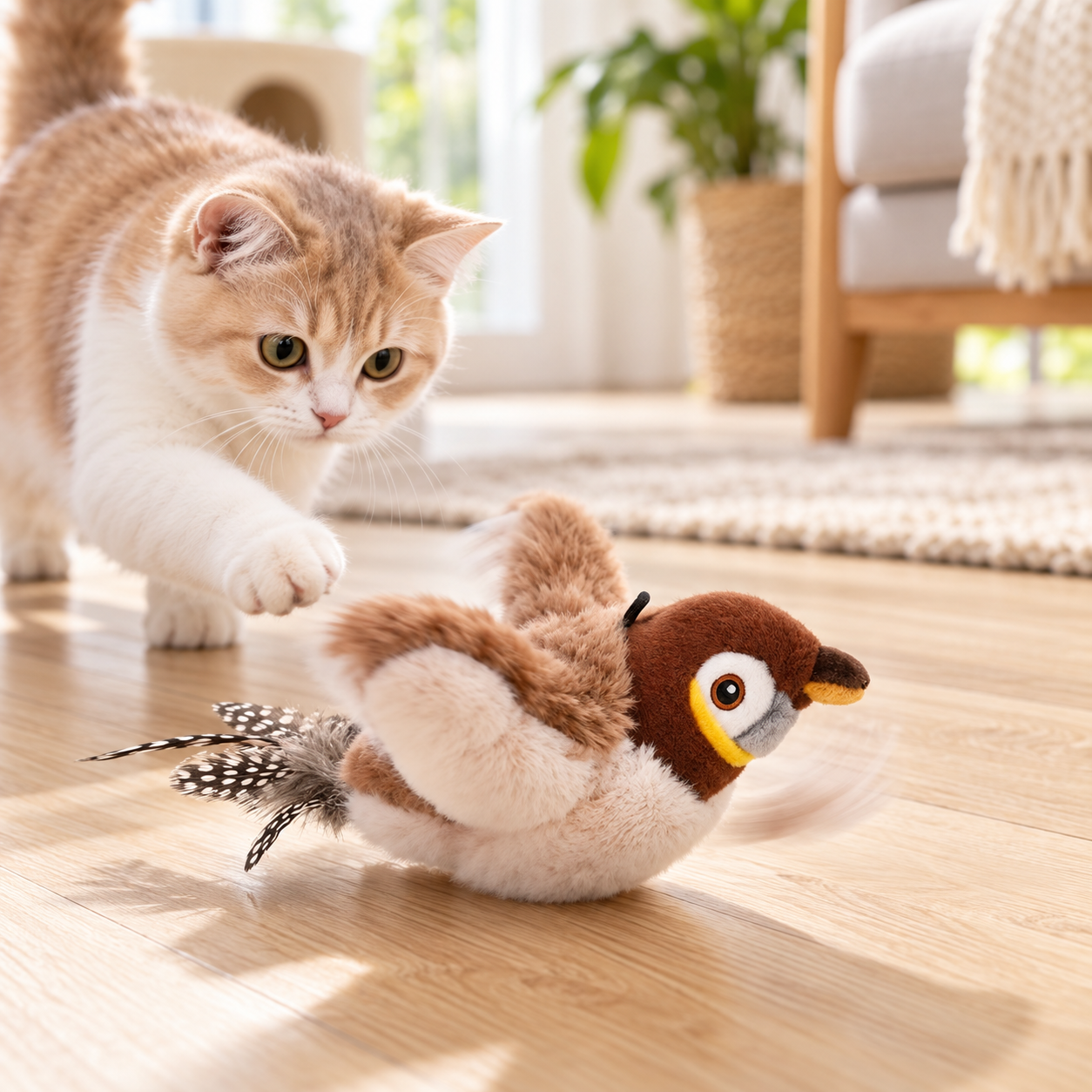 Interactive Flapping & Chirping Bird Toy for Cats