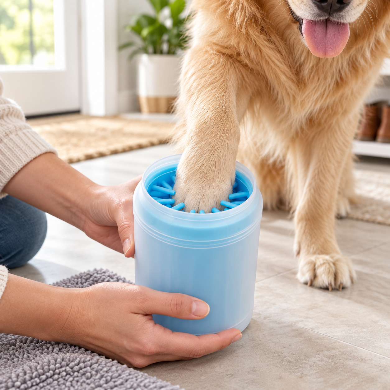Portable Dog Paw Cleaner Cup with Soft Silicone Bristles