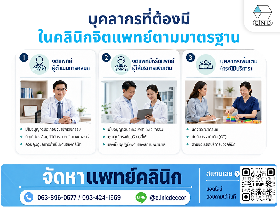 บุคลากรที่ต้องมีในคลินิกจิตแพทย์