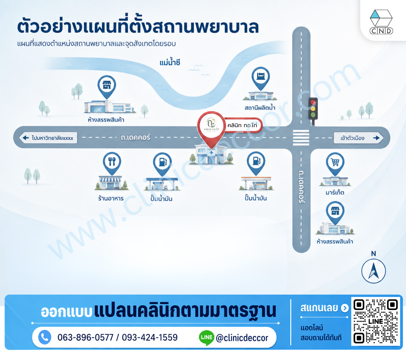 ตัวอย่างแผนที่ตั้งสถานพยาบาล