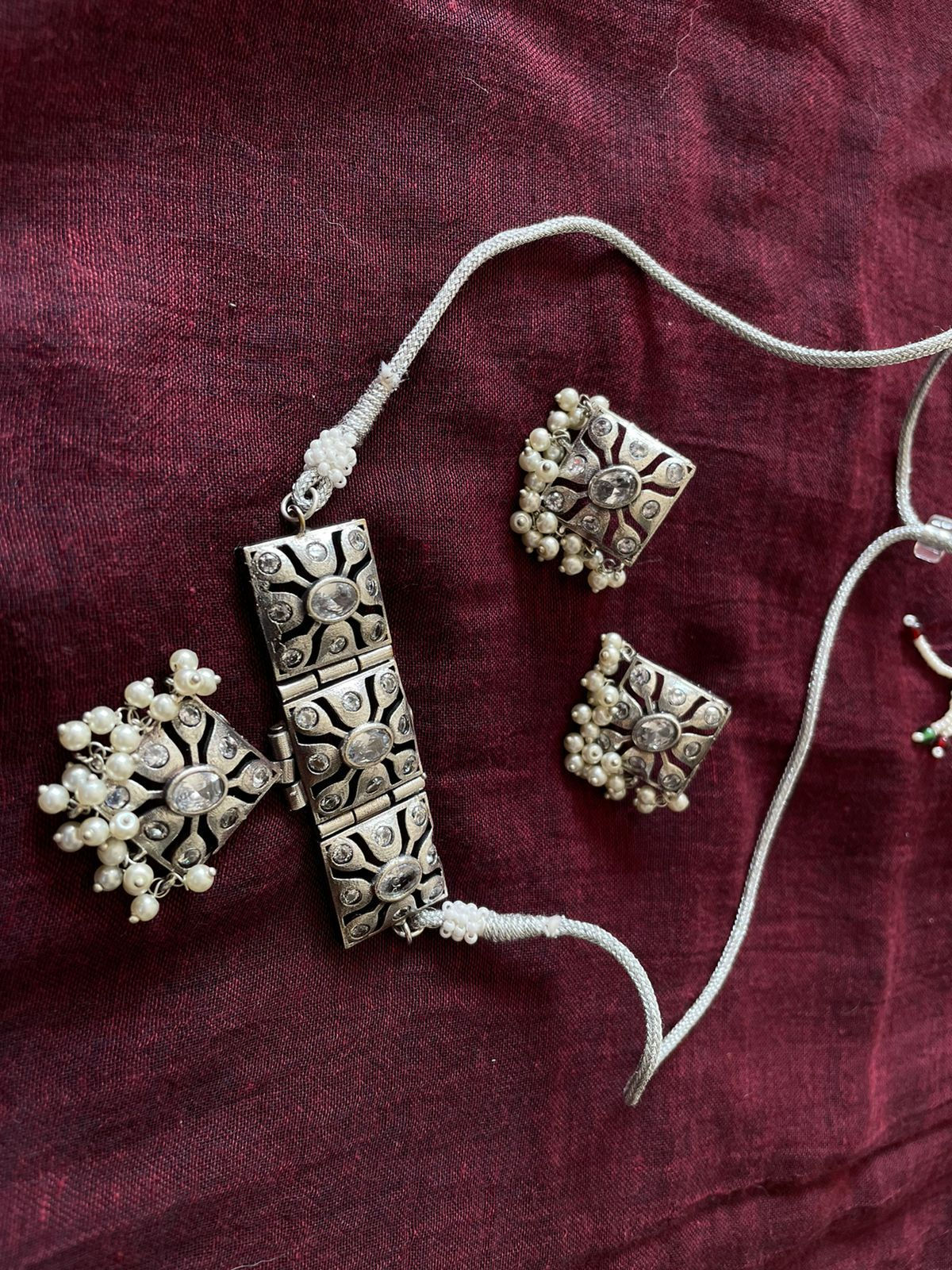 Oxidised necklace with earring