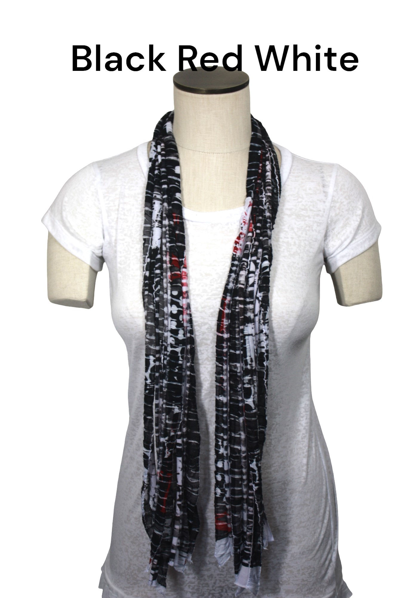 Black Red White Flutter Scarf