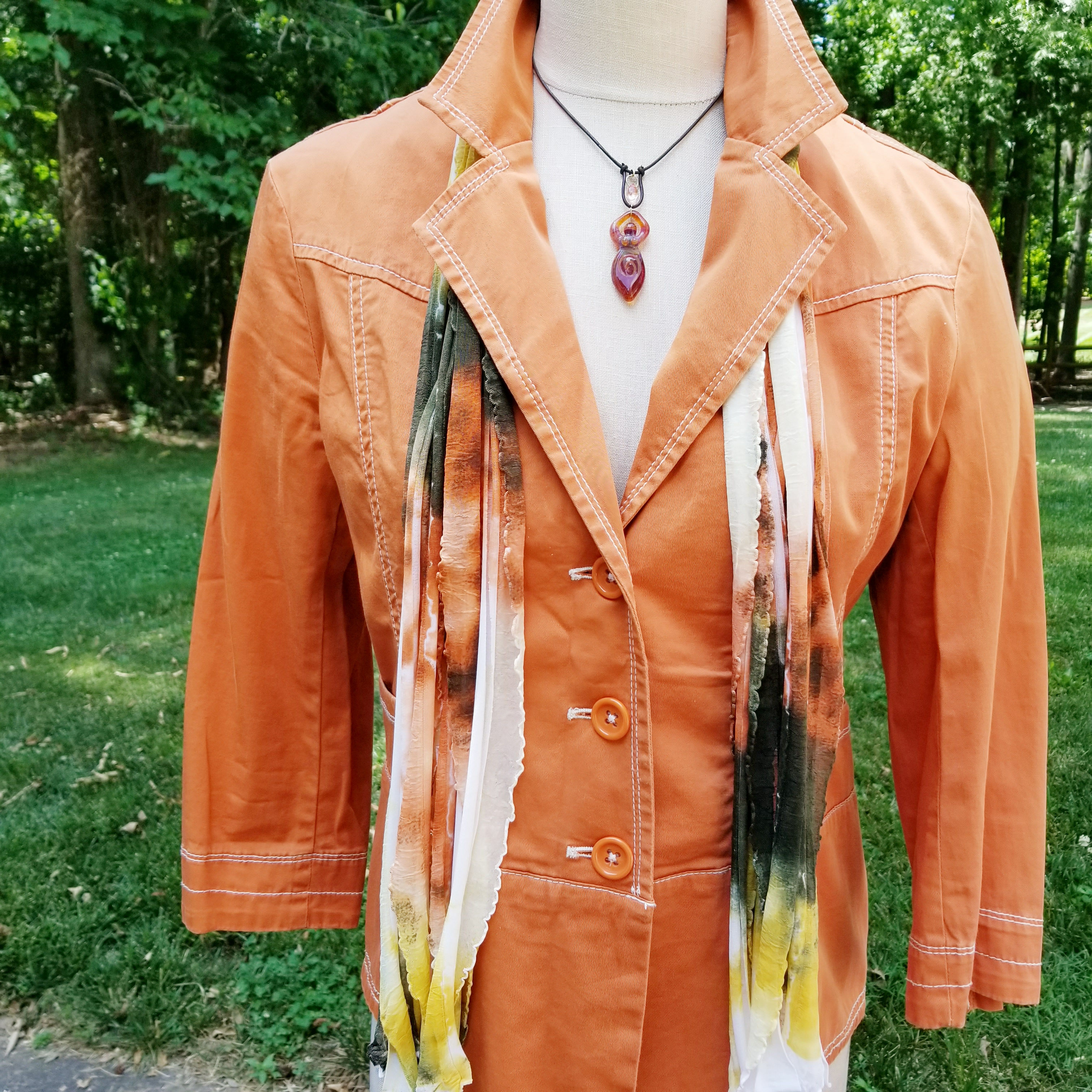 Salmon Olive Gold Tiedye Flutter Scarf