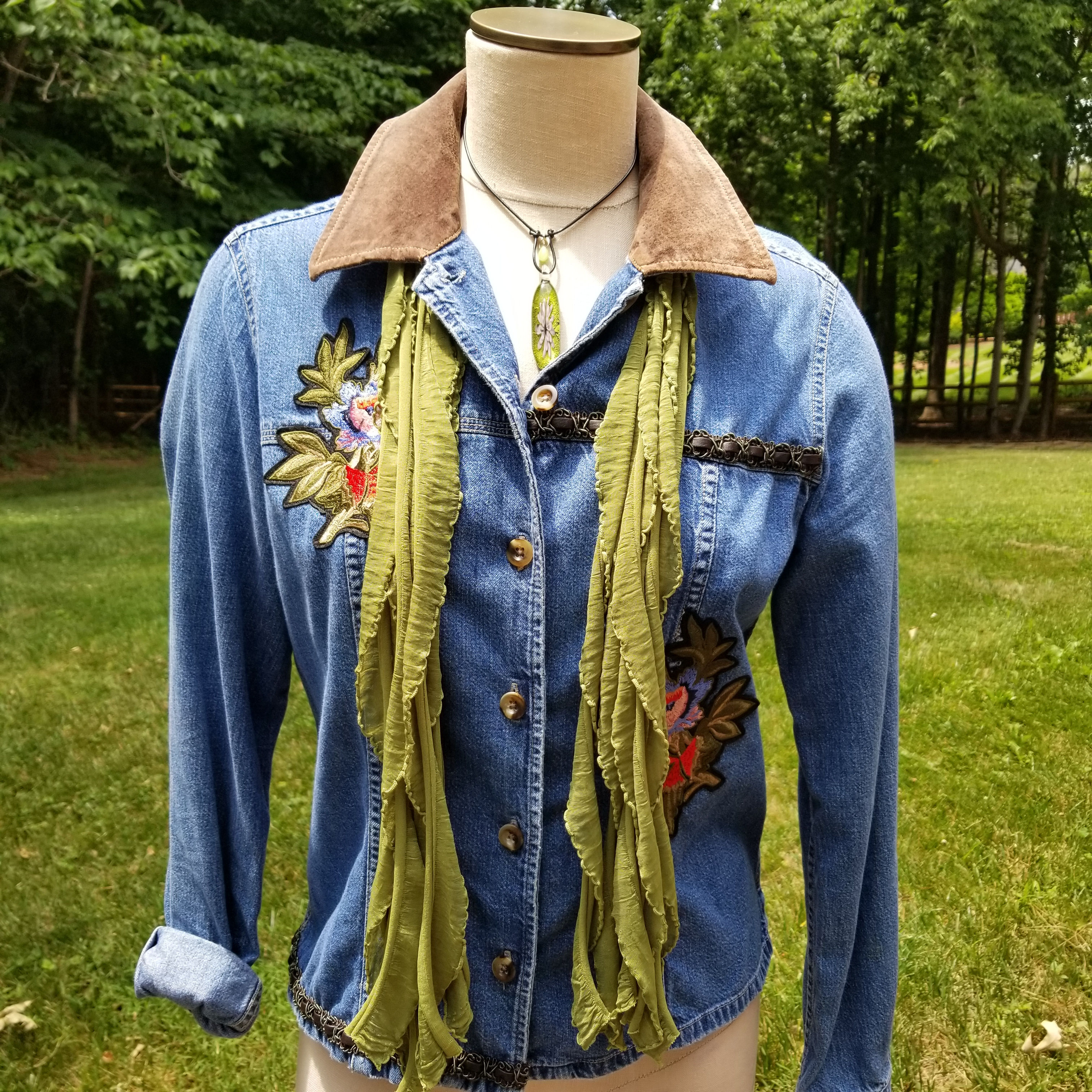 Olive Green Leopard Flutter Scarf