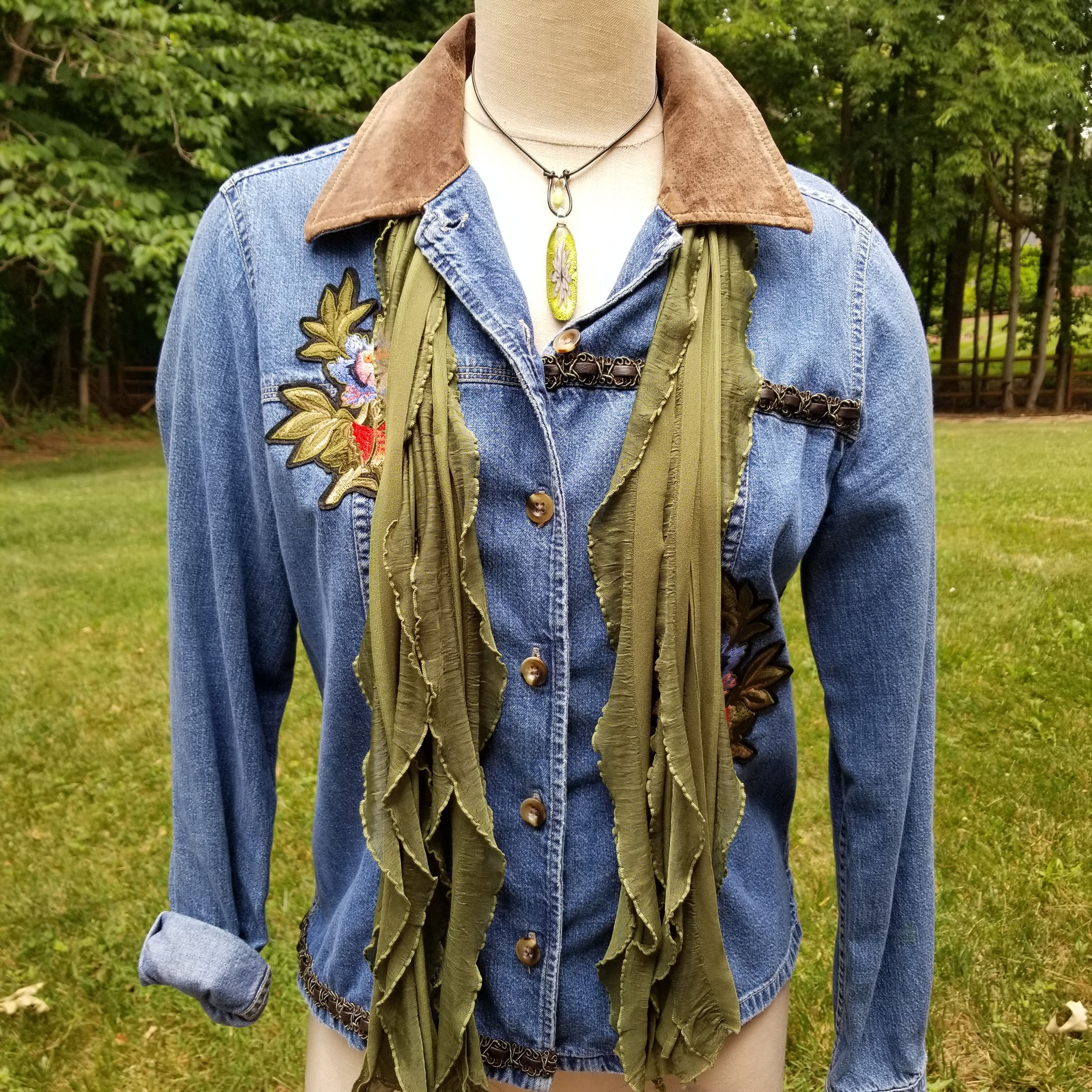 Dark Olive Green Flutter Scarf