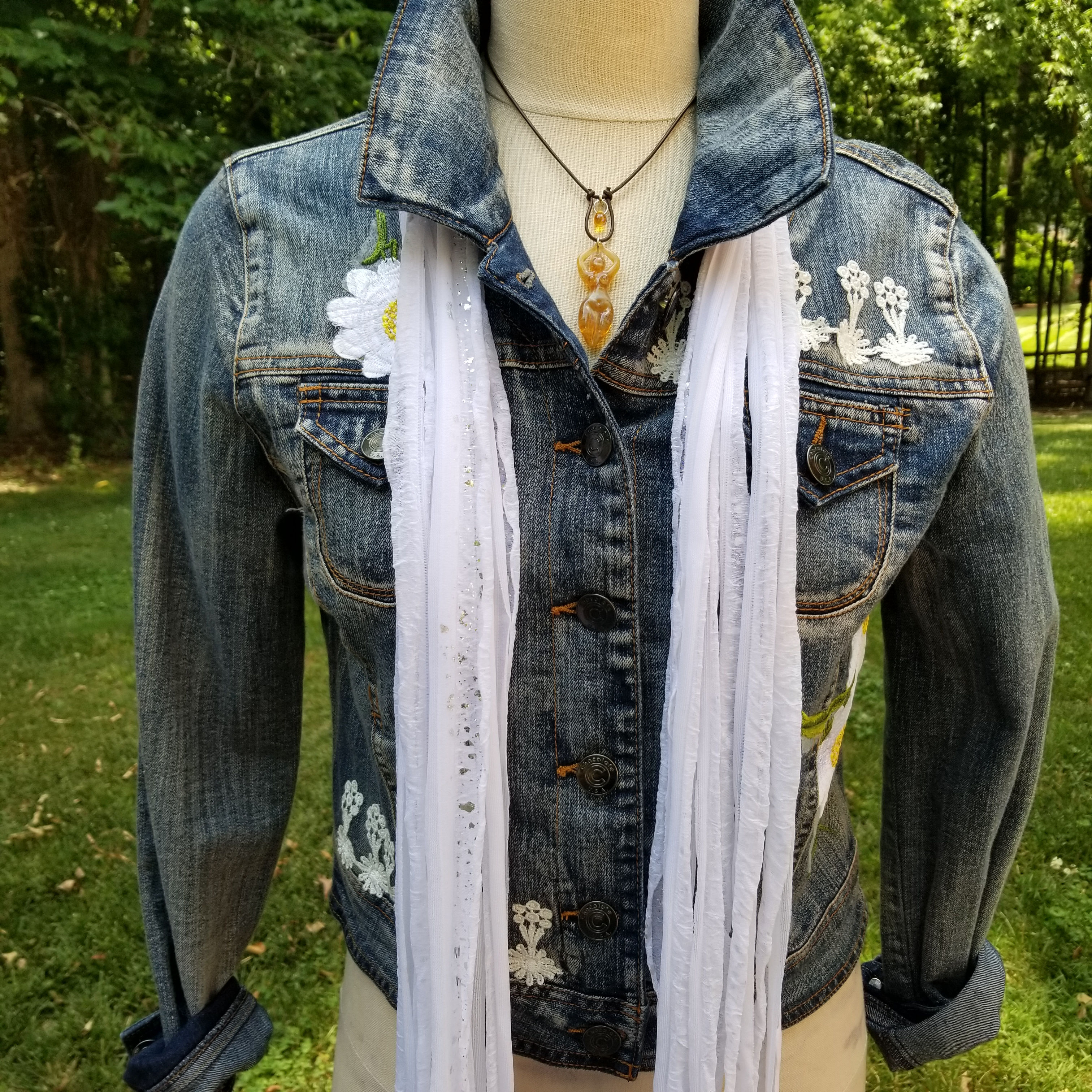 White Silver Flecks Flutter Scarf