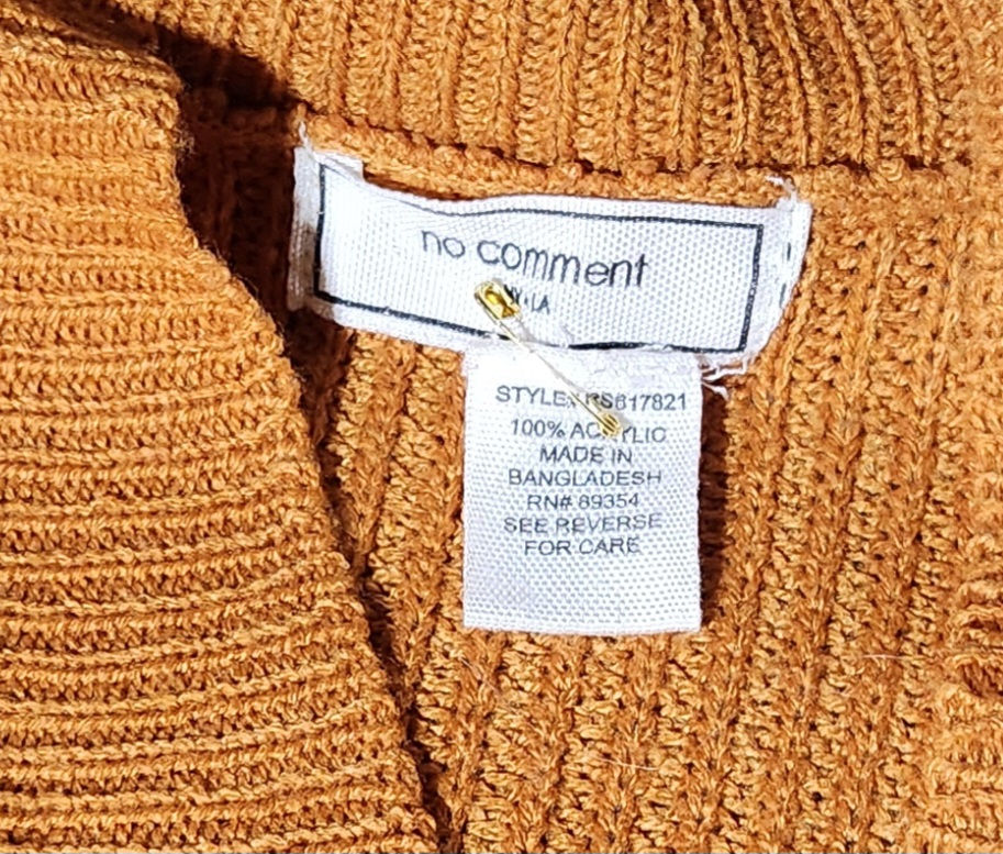 Thumbnail: Upcycled Mustard Yellow Sweater Poncho Handknotted Fringe Crocheted Scarf