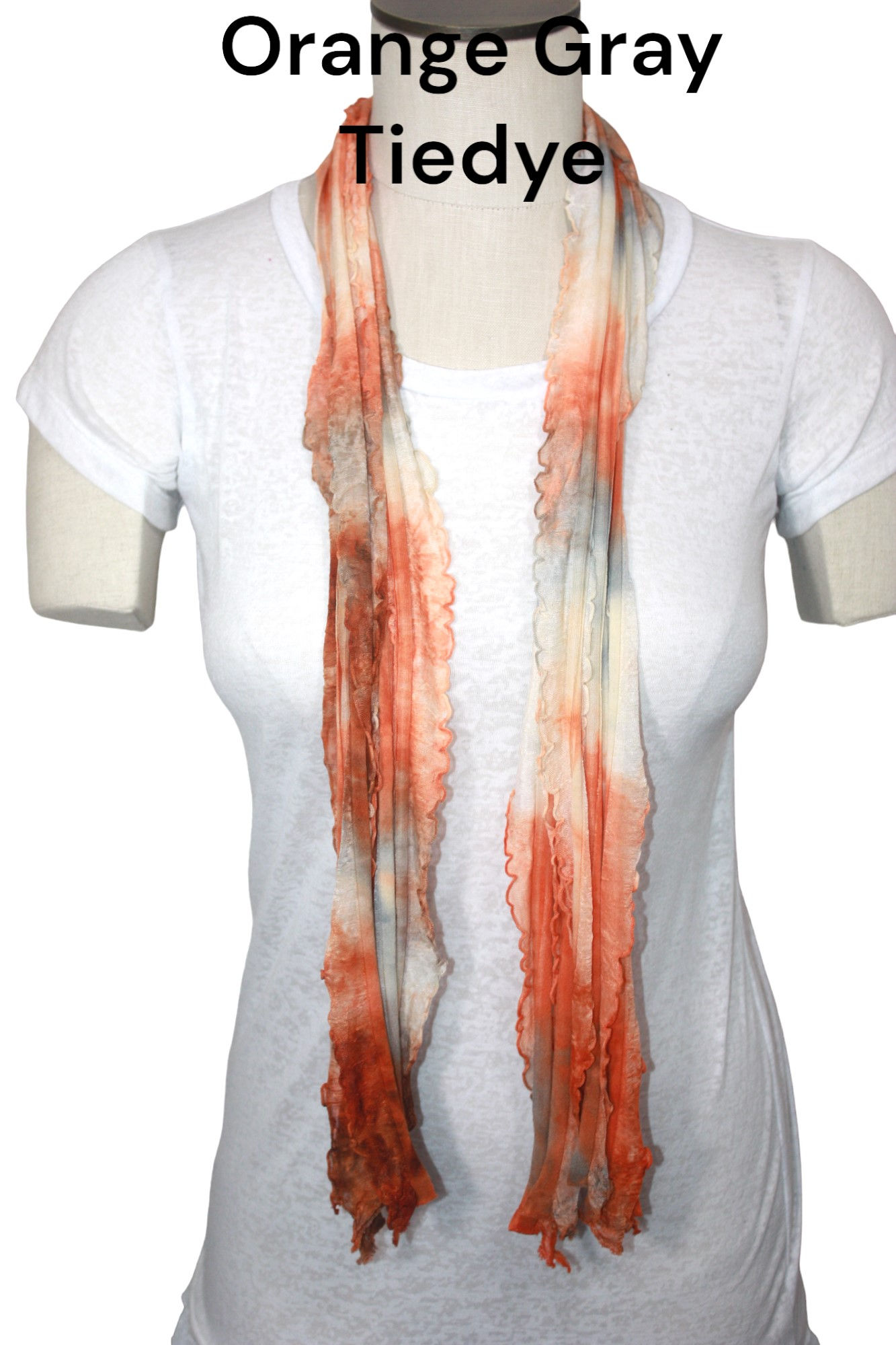Orange Gray Tiedye Flutter Scarf