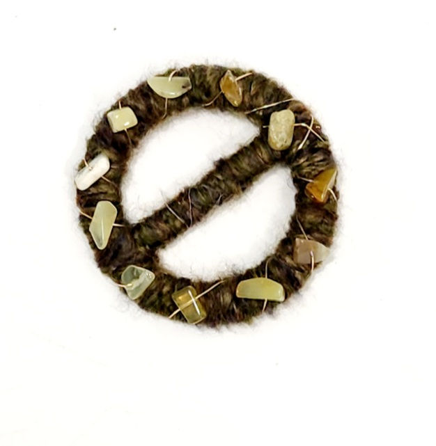 Thumbnail: Green Crocheted Yarn Rope Scarf with Green Jasper Stone