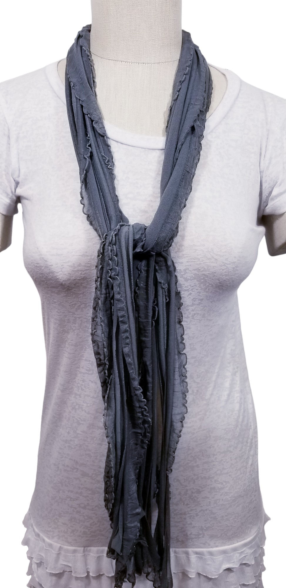 Thumbnail: Gray Silver Edge Flutter Scarf