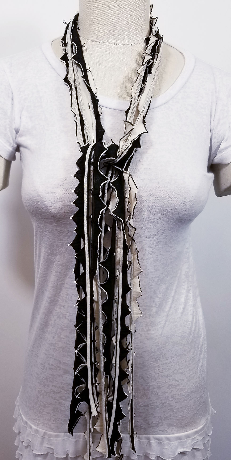 Thumbnail: Black & Cream Angular Flutter Scarf